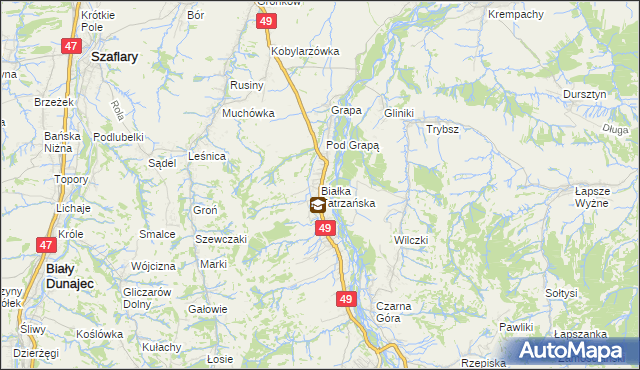 mapa Białka Tatrzańska, Białka Tatrzańska na mapie Targeo