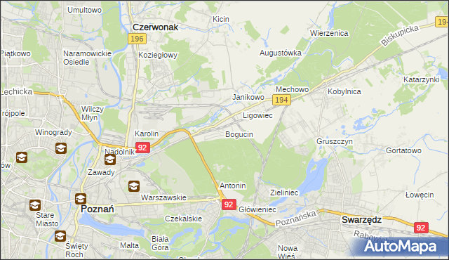 mapa Bogucin gmina Swarzędz, Bogucin gmina Swarzędz na mapie Targeo