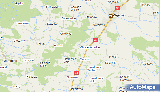 mapa Chocieborowice, Chocieborowice na mapie Targeo