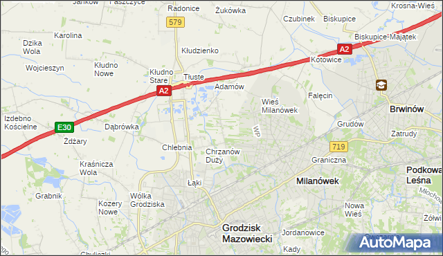 mapa Chrzanów Mały, Chrzanów Mały na mapie Targeo