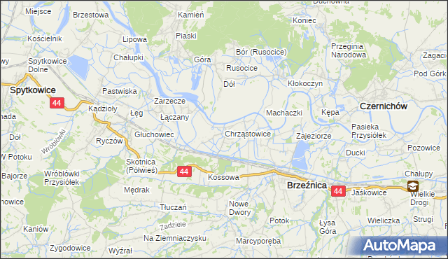 mapa Chrząstowice gmina Brzeźnica, Chrząstowice gmina Brzeźnica na mapie Targeo