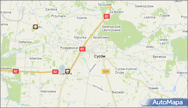 mapa Cyców, Cyców na mapie Targeo