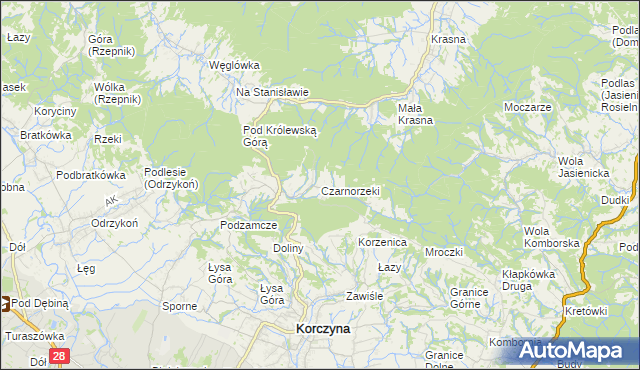 mapa Czarnorzeki, Czarnorzeki na mapie Targeo