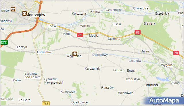 mapa Dalechowy, Dalechowy na mapie Targeo