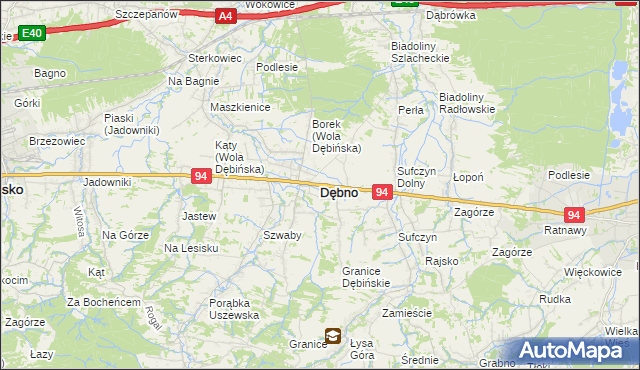 mapa Dębno powiat brzeski, Dębno powiat brzeski na mapie Targeo