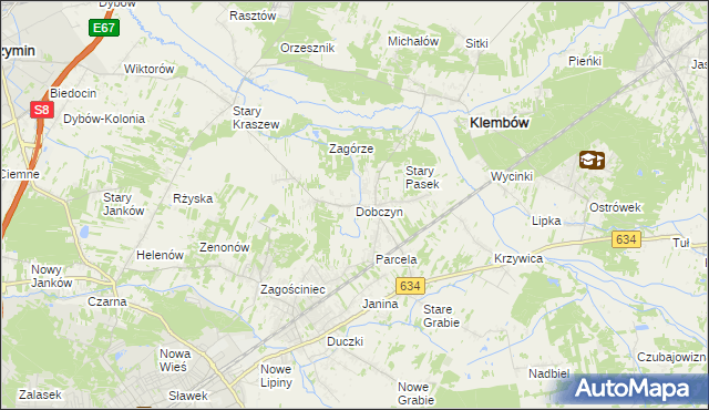 mapa Dobczyn gmina Klembów, Dobczyn gmina Klembów na mapie Targeo