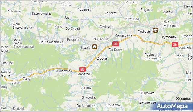 mapa Dobra powiat limanowski, Dobra powiat limanowski na mapie Targeo