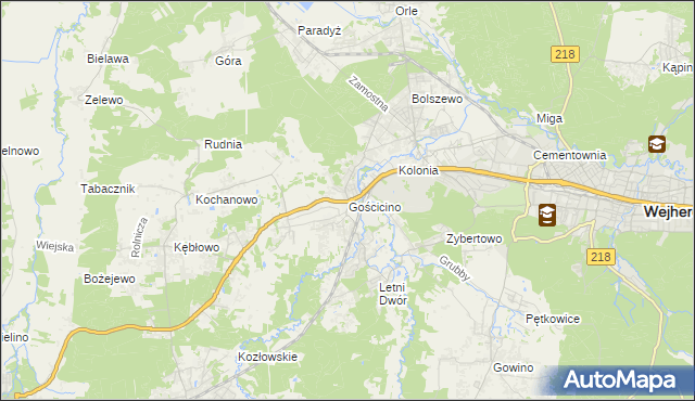 mapa Gościcino, Gościcino na mapie Targeo