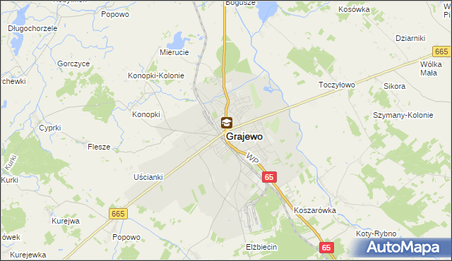 mapa Grajewo, Grajewo na mapie Targeo