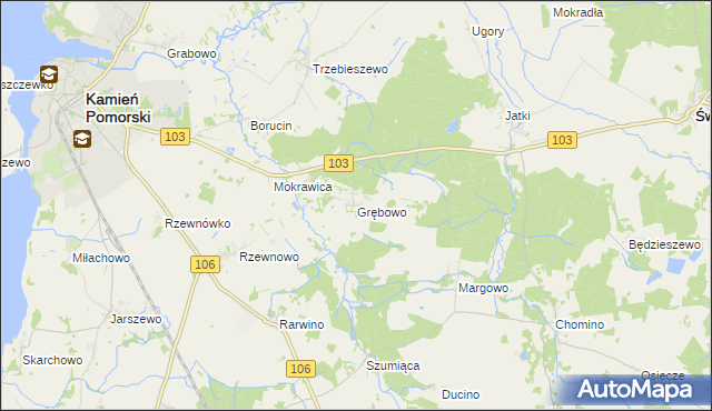 mapa Grębowo, Grębowo na mapie Targeo