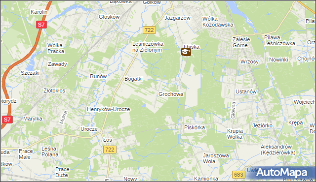 mapa Grochowa gmina Piaseczno, Grochowa gmina Piaseczno na mapie Targeo