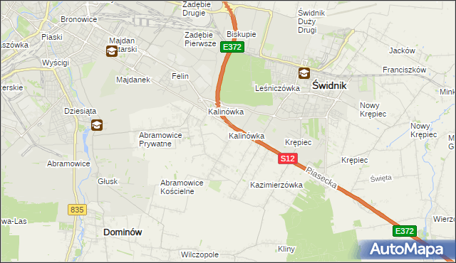 mapa Kalinówka gmina Głusk, Kalinówka gmina Głusk na mapie Targeo