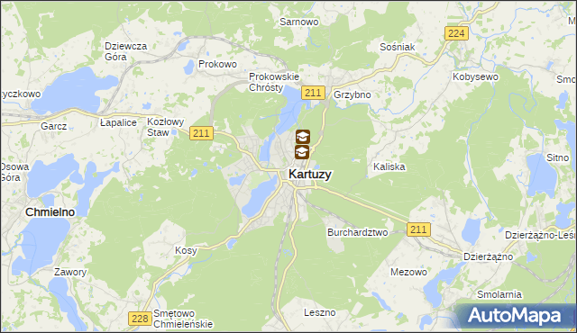 mapa Kartuzy, Kartuzy na mapie Targeo