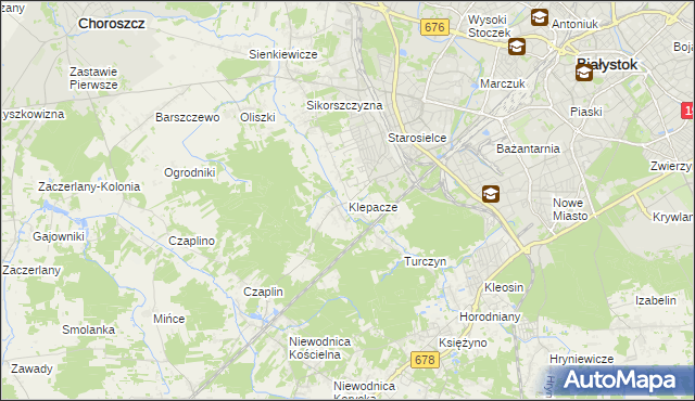 mapa Klepacze gmina Choroszcz, Klepacze gmina Choroszcz na mapie Targeo