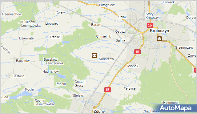 mapa Konarzew gmina Zduny, Konarzew gmina Zduny na mapie Targeo