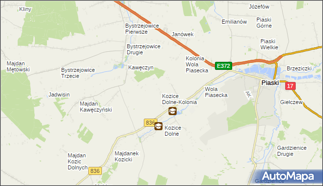 mapa Kozice Dolne-Kolonia, Kozice Dolne-Kolonia na mapie Targeo