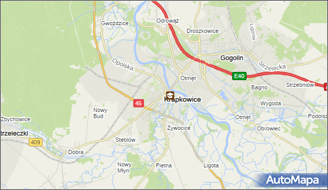 mapa Krapkowice, Krapkowice na mapie Targeo