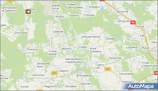 mapa Krępa gmina Prażmów, Krępa gmina Prażmów na mapie Targeo