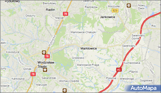 mapa Marklowice, Marklowice na mapie Targeo