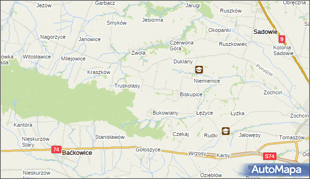 mapa Michałów gmina Sadowie, Michałów gmina Sadowie na mapie Targeo