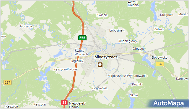 mapa Międzyrzecz, Międzyrzecz na mapie Targeo