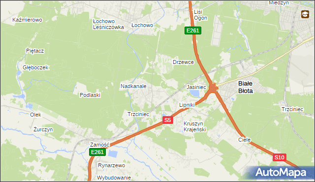 mapa Murowaniec gmina Białe Błota, Murowaniec gmina Białe Błota na mapie Targeo