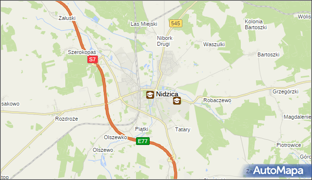 mapa Nidzica, Nidzica na mapie Targeo