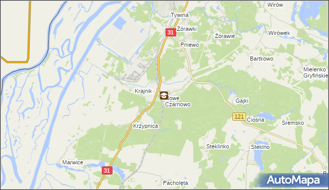 mapa Nowe Czarnowo gmina Gryfino, Nowe Czarnowo gmina Gryfino na mapie Targeo