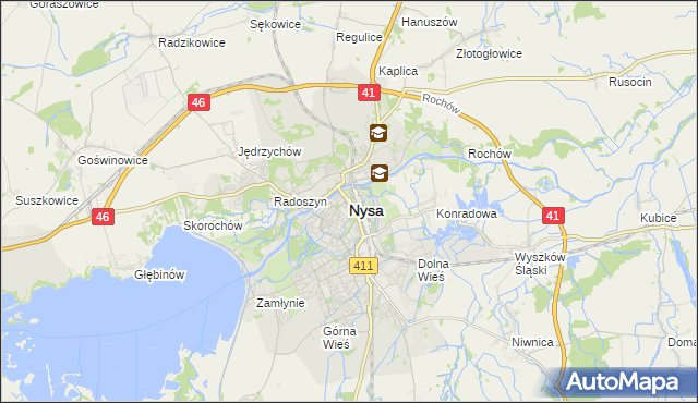 mapa Nysy, Nysa na mapie Targeo
