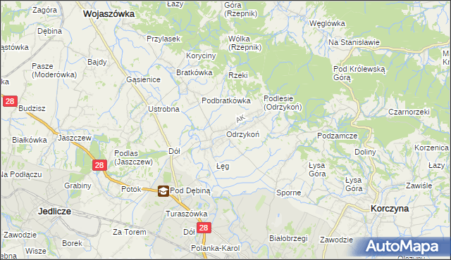 mapa Odrzykoń, Odrzykoń na mapie Targeo