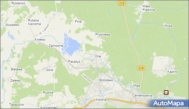 mapa Orle gmina Wejherowo, Orle gmina Wejherowo na mapie Targeo