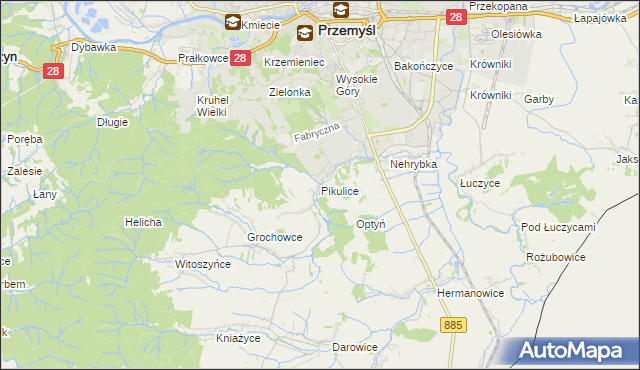 mapa Pikulice, Pikulice na mapie Targeo
