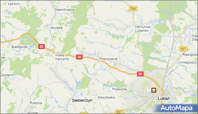 mapa Pisarzowice gmina Lubań, Pisarzowice gmina Lubań na mapie Targeo