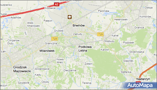 mapa Podkowa Leśna, Podkowa Leśna na mapie Targeo