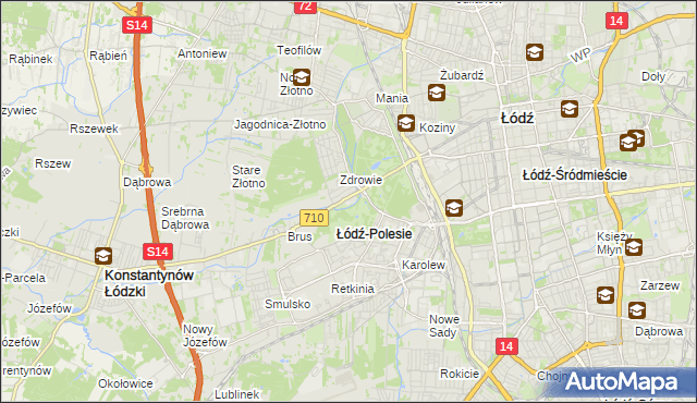 mapa Polesie gmina Łódź, Polesie gmina Łódź na mapie Targeo