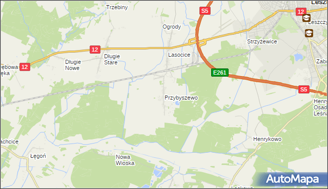 mapa Przybyszewo gmina Święciechowa, Przybyszewo gmina Święciechowa na mapie Targeo