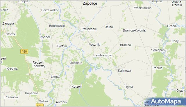 mapa Rembieszów, Rembieszów na mapie Targeo