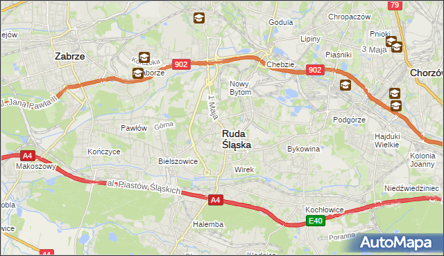 mapa Rudy Śląskiej, Ruda Śląska na mapie Targeo