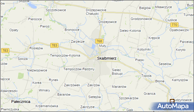 mapa Skalbmierz, Skalbmierz na mapie Targeo