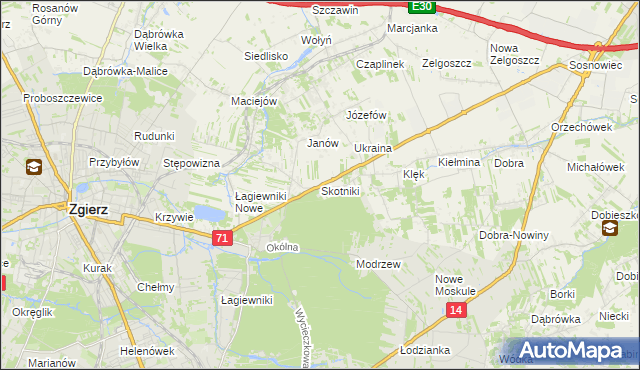 mapa Skotniki gmina Zgierz, Skotniki gmina Zgierz na mapie Targeo