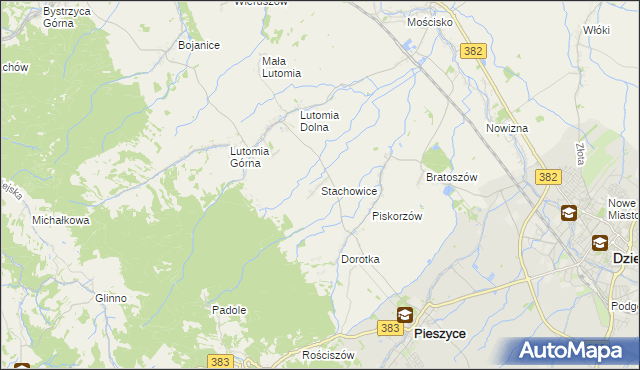 mapa Stachowice, Stachowice na mapie Targeo