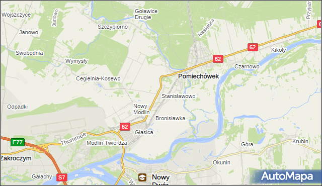 mapa Stanisławowo gmina Pomiechówek, Stanisławowo gmina Pomiechówek na mapie Targeo