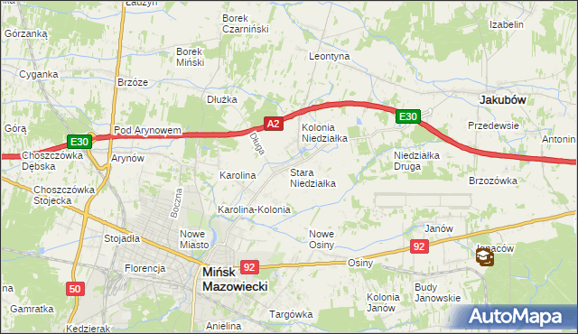 mapa Stara Niedziałka, Stara Niedziałka na mapie Targeo