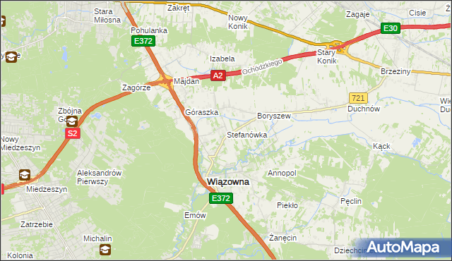mapa Stefanówka gmina Wiązowna, Stefanówka gmina Wiązowna na mapie Targeo