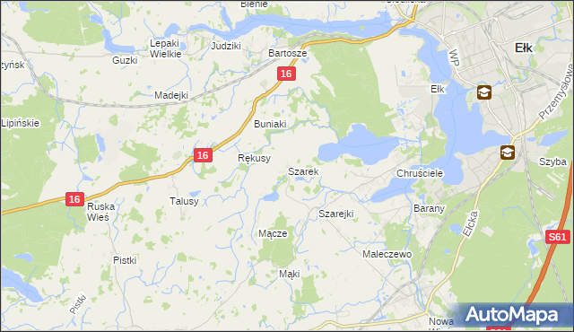 mapa Szarek gmina Ełk, Szarek gmina Ełk na mapie Targeo
