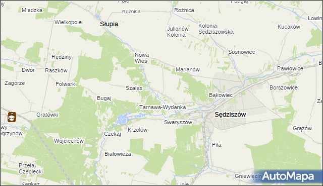 mapa Tarnawa gmina Sędziszów, Tarnawa gmina Sędziszów na mapie Targeo