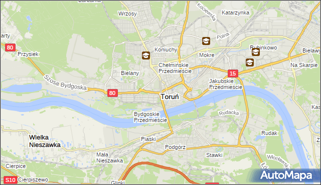 mapa Torunia, Toruń na mapie Targeo