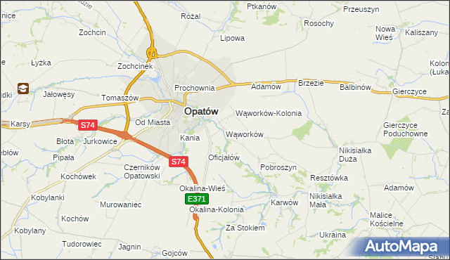 mapa Wąworków, Wąworków na mapie Targeo