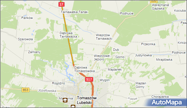 mapa Wieprzowe Jezioro, Wieprzowe Jezioro na mapie Targeo