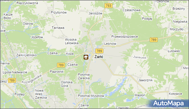 mapa Żarki powiat myszkowski, Żarki powiat myszkowski na mapie Targeo